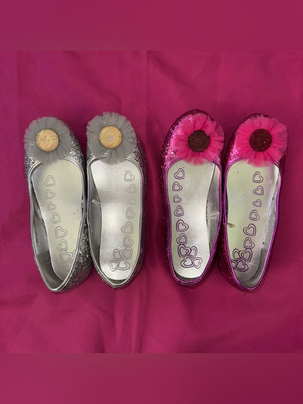 Children’s Place Girls Glitter Flower Ballet Flats size 4 bundle *NEVER WORN*